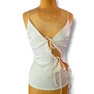 Musers Satin Tie-Front Camisole Off White